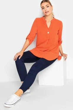 M&Co Womens M&Co Orange Long Sleeve Button Blouse