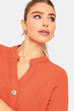 M&Co Womens M&Co Orange Long Sleeve Button Blouse