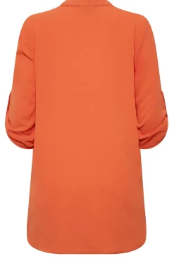 M&Co Womens M&Co Orange Long Sleeve Button Blouse