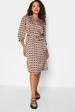 M&Co Womens M&Co Orange Satin Geometric Print Tunic Dress