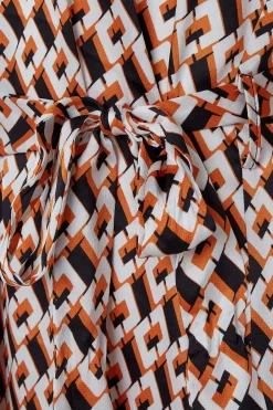M&Co Womens M&Co Orange Satin Geometric Print Tunic Dress
