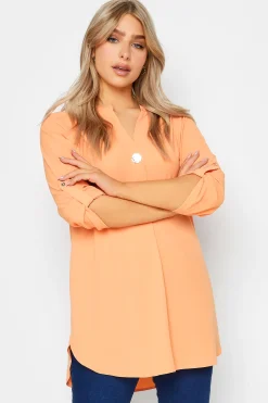 M&Co Womens M&Co Orange Statement Button Tab Sleeve Shirt