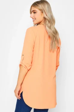 M&Co Womens M&Co Orange Statement Button Tab Sleeve Shirt