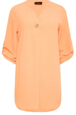 M&Co Womens M&Co Orange Statement Button Tab Sleeve Shirt