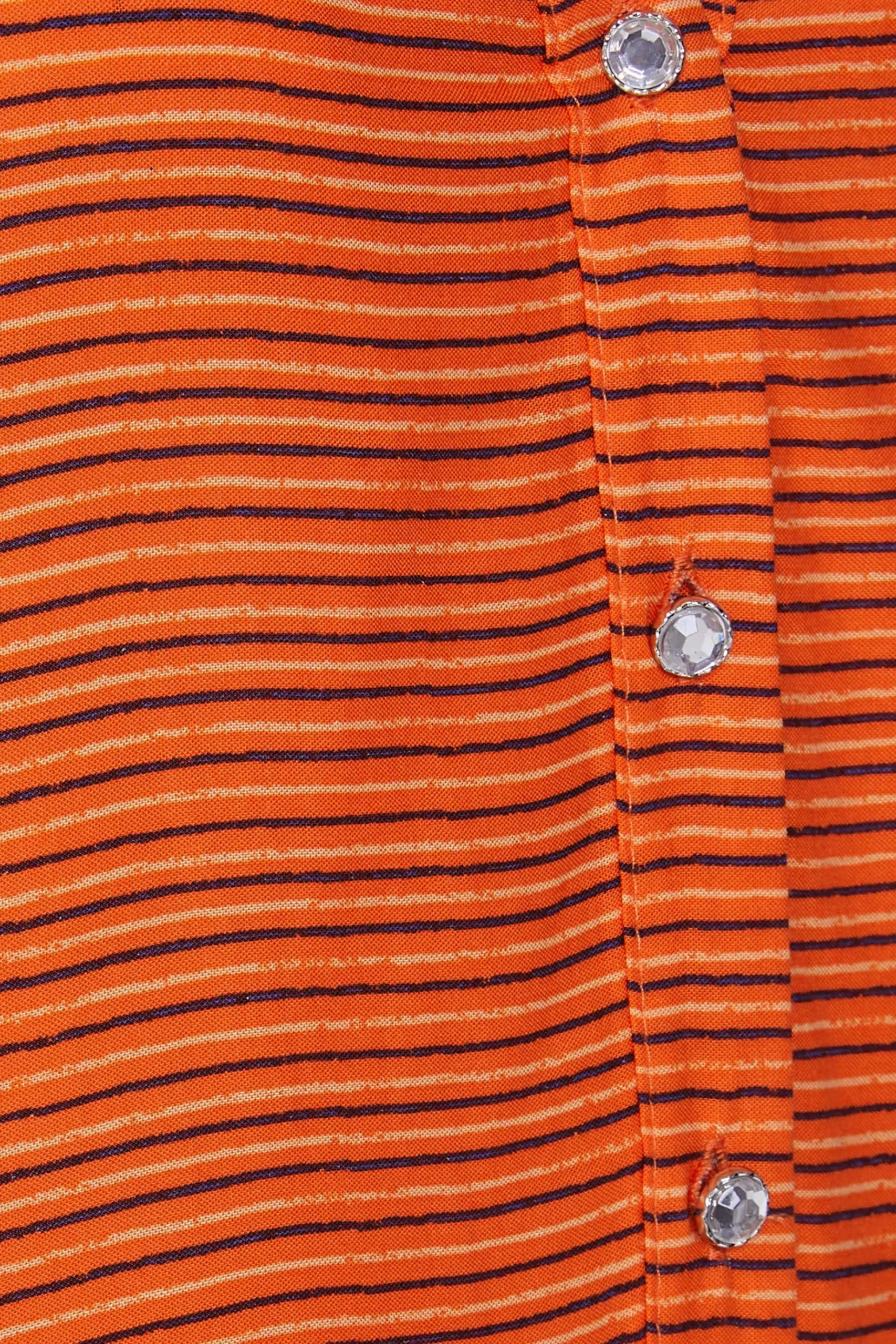 M&Co Womens M&Co Orange Stripe Grown On Sleeve Top