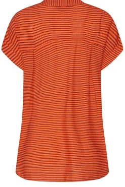 M&Co Womens M&Co Orange Stripe Grown On Sleeve Top