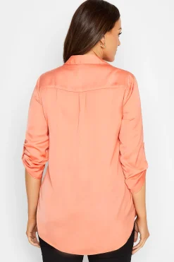 M&Co Womens M&Co Orange Tab Sleeve Shirt
