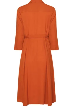 M&Co Womens M&Co Orange Tie Waist Button Through Shirt Dress