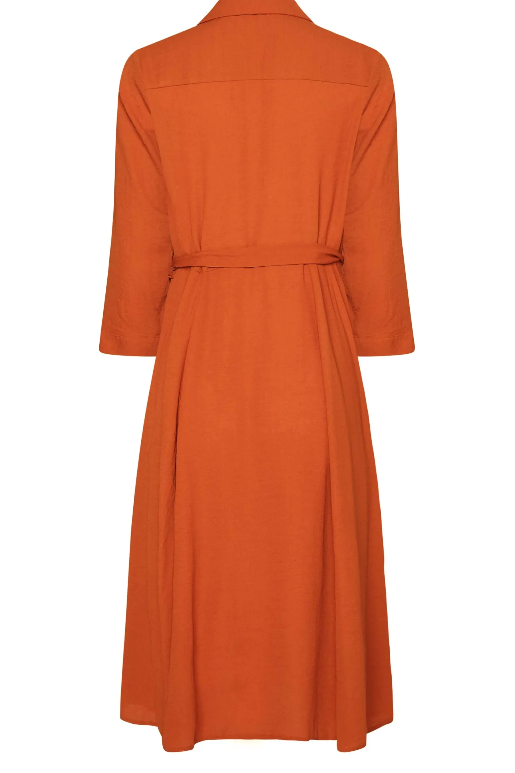M&Co Womens M&Co Orange Tie Waist Button Through Shirt Dress
