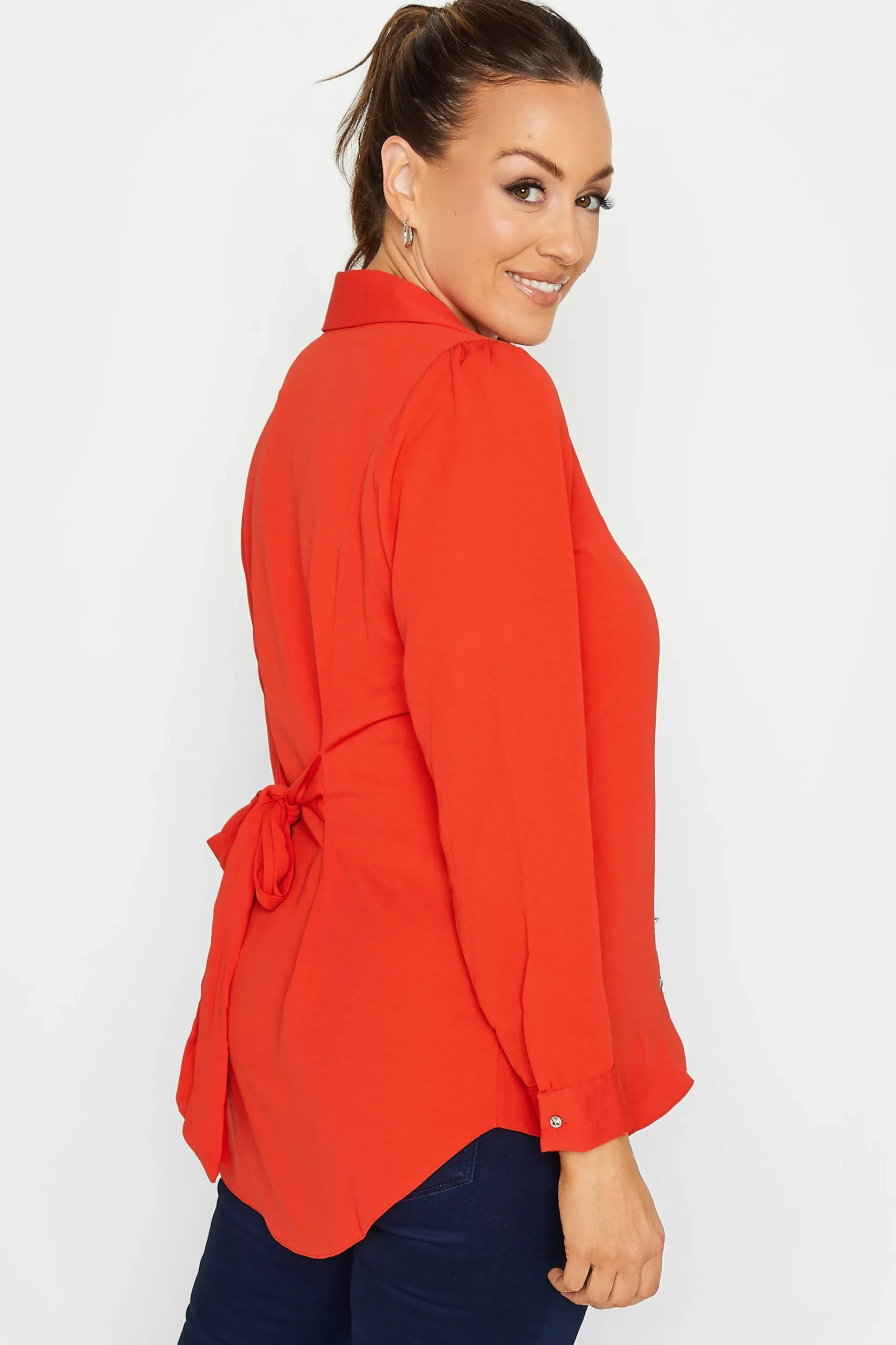 M&Co Womens M&Co Orange Tie Waist Tunic Shirt