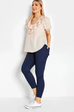 M&Co Womens M&Co Pale Pink Frill Front Blouse