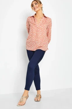 M&Co Womens M&Co Pink Brush Stroke Print Half Placket Shirt