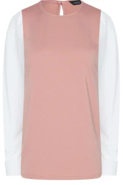 M&Co Womens M&Co Pink Contrast Long Sleeve Top