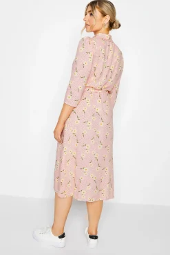 M&Co Womens M&Co Pink Ditsy Floral Midi Shirt Dress