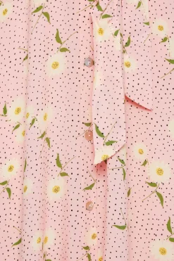 M&Co Womens M&Co Pink Ditsy Floral Midi Shirt Dress