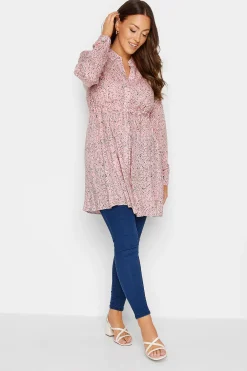 M&Co Womens M&Co Pink Ditsy Print Tie Waist Tunic Shirt