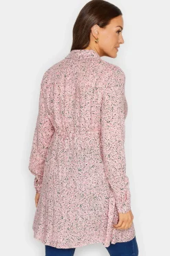 M&Co Womens M&Co Pink Ditsy Print Tie Waist Tunic Shirt