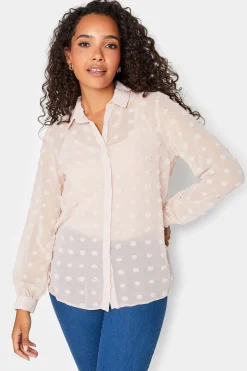 M&Co Womens M&Co Pink Dobby Spot Shirt
