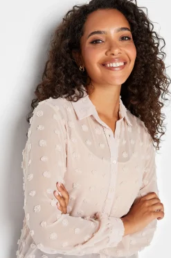 M&Co Womens M&Co Pink Dobby Spot Shirt