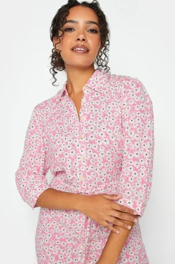 M&Co Womens M&Co Pink Floral Print Midi Shirt Dress