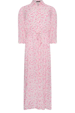 M&Co Womens M&Co Pink Floral Print Midi Shirt Dress