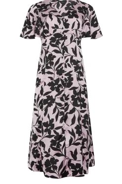 M&Co Womens M&Co Pink Floral Midi Tea Dress
