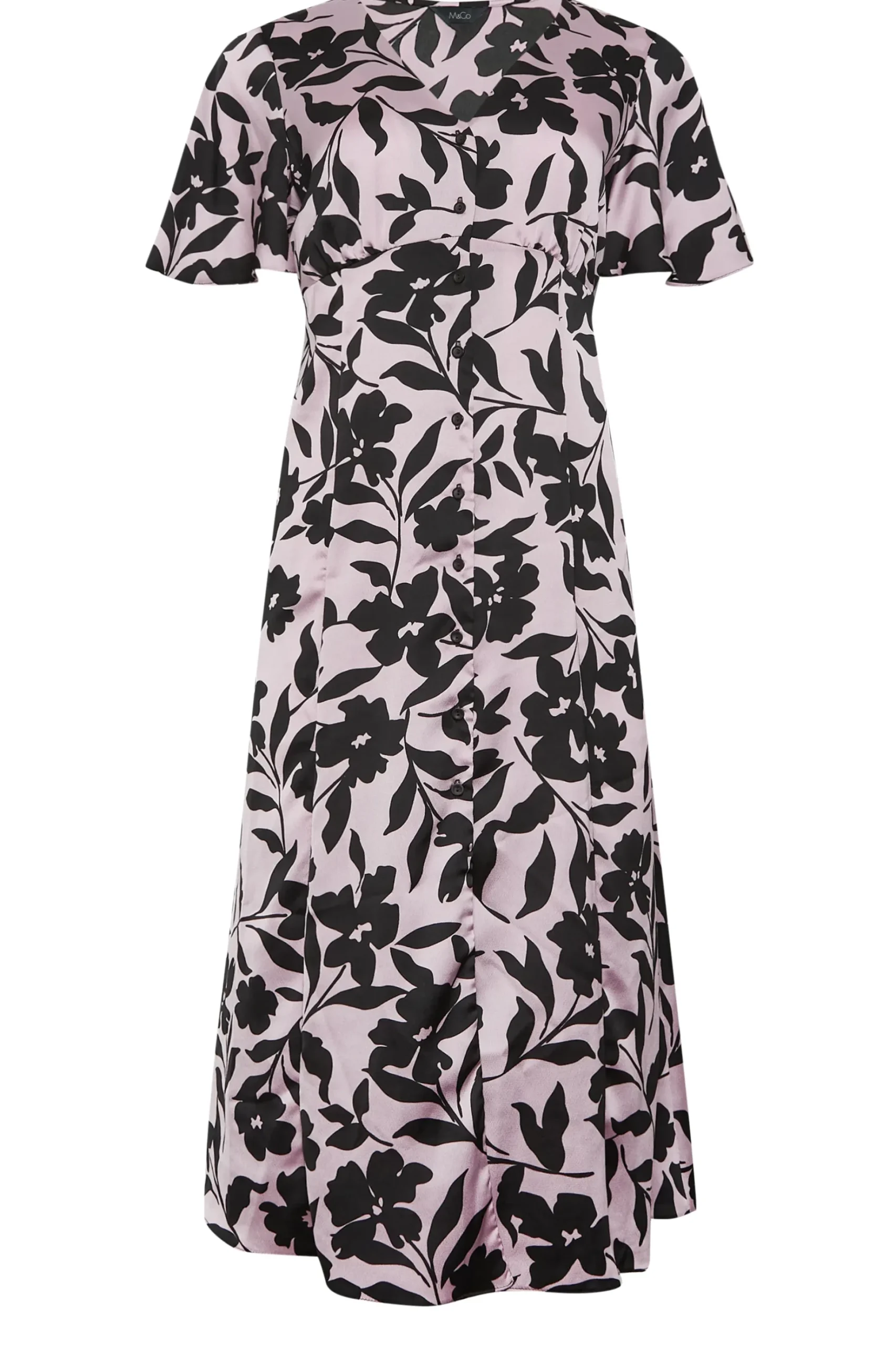 M&Co Womens M&Co Pink Floral Midi Tea Dress