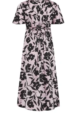 M&Co Womens M&Co Pink Floral Midi Tea Dress