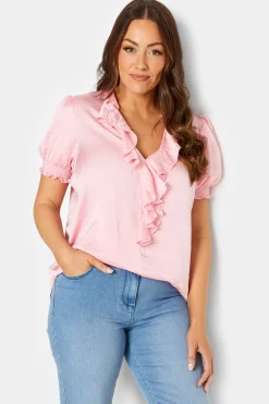M&Co Womens M&Co Pink Frill Satin Blouse