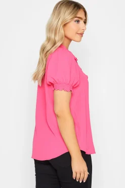 M&Co Womens M&Co Pink Frill Front Blouse