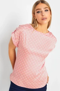 M&Co Womens M&Co Pink Geometric Print Blouse