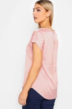 M&Co Womens M&Co Pink Geometric Print Blouse