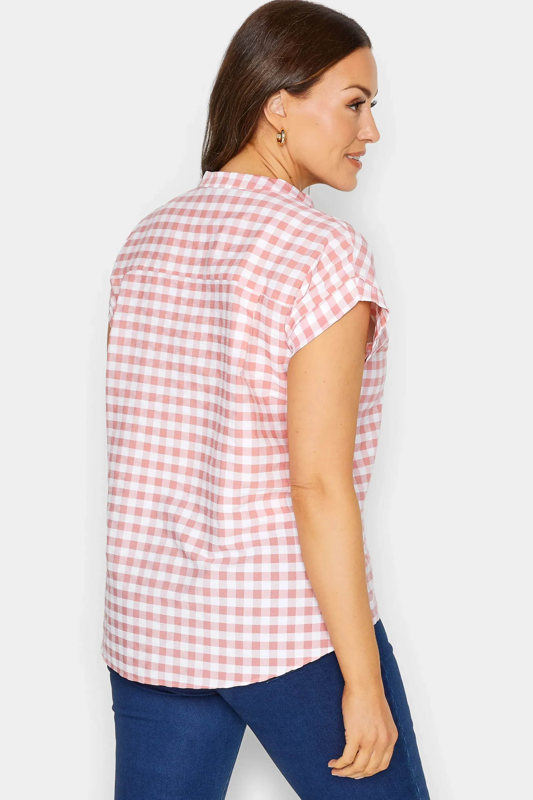 M&Co Womens M&Co Pink Gingham Short Sleeve Shirt