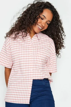 M&Co Womens M&Co Pink Gingham Print Shirt