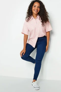 M&Co Womens M&Co Pink Gingham Print Shirt