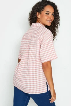 M&Co Womens M&Co Pink Gingham Print Shirt
