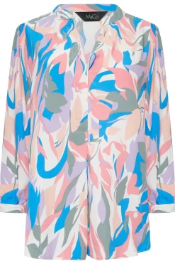 M&Co Womens M&Co Pink Leaf Print Half Placket Shirt
