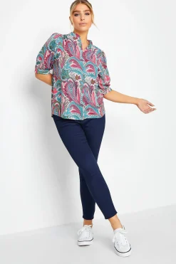 M&Co Womens M&Co Pink Paisley Print Puff Sleeve Shirt