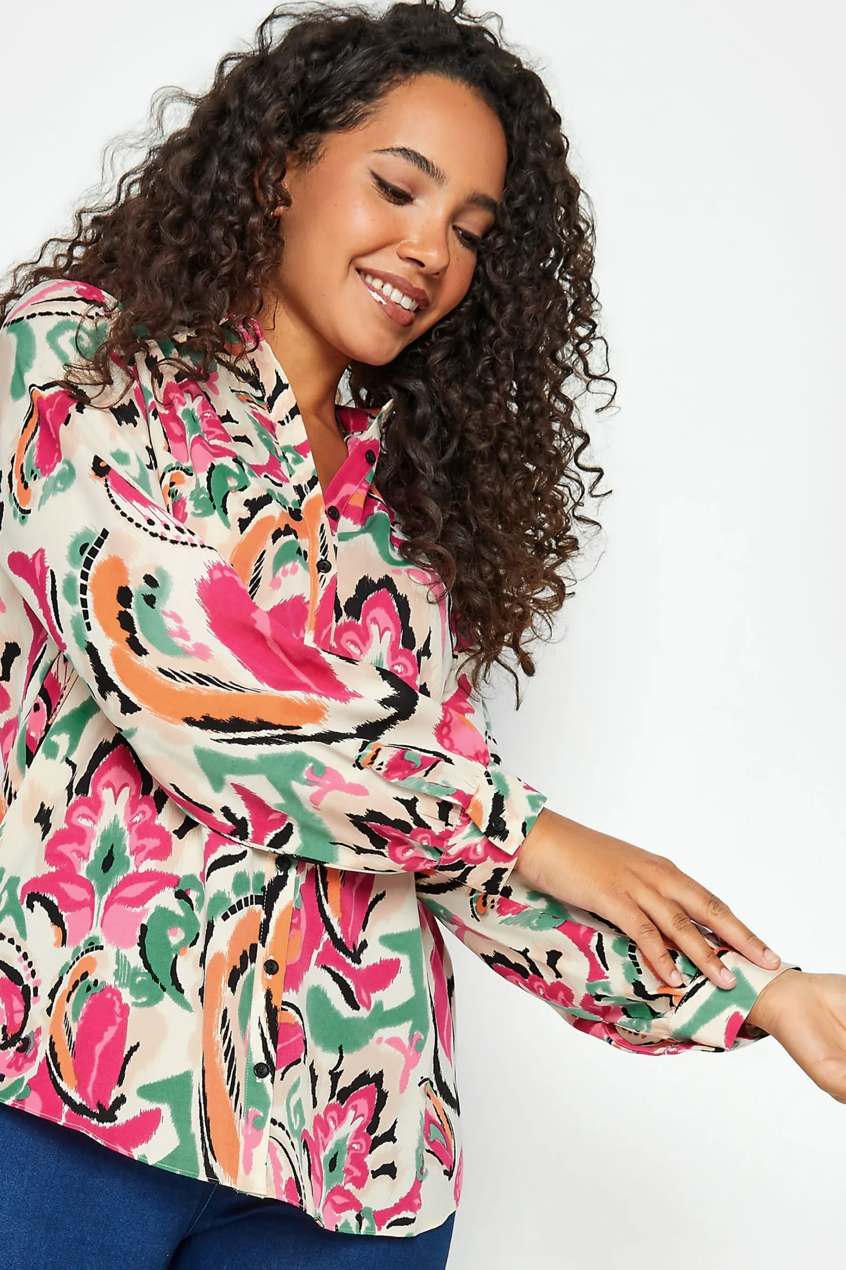 M&Co Womens M&Co Pink Paisley Print Long Sleeve Shirt