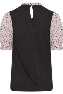 M&Co Womens M&Co Pink Polka Dot Contrast Sleeve Blouse