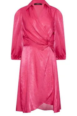 M&Co Womens M&Co Pink Satin Wrap Dress