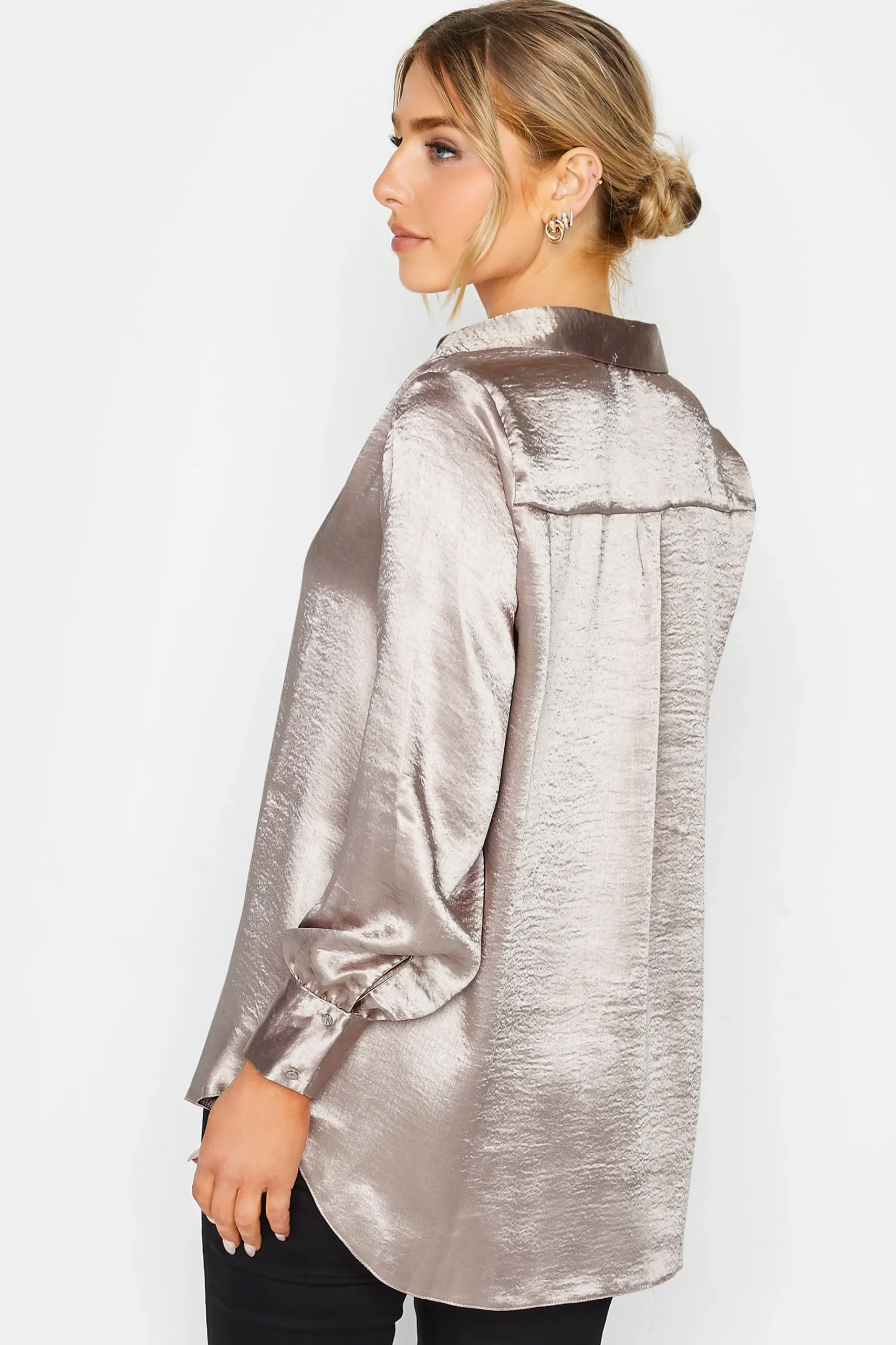 M&Co Womens M&Co Pink Satin V-Neck Blouse
