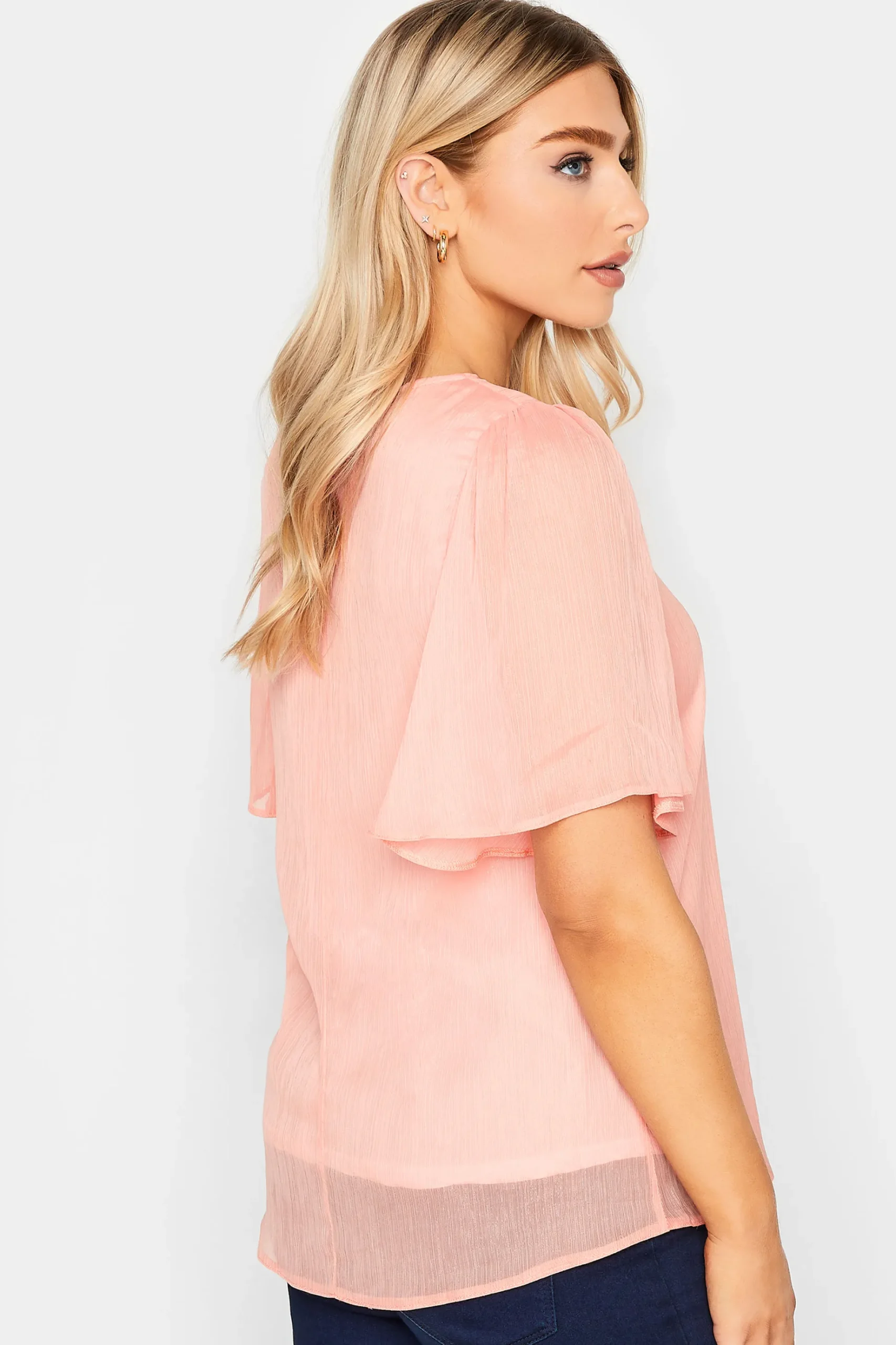 M&Co Womens M&Co Pink Shimmer Angel Sleeve Blouse