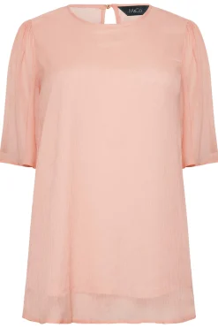 M&Co Womens M&Co Pink Shimmer Angel Sleeve Blouse
