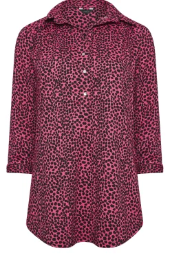 M&Co Womens M&Co Pink Spot Print Half Placket Jersey Shirt