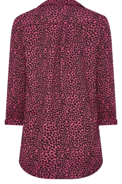 M&Co Womens M&Co Pink Spot Print Half Placket Jersey Shirt