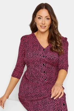 M&Co Womens M&Co Pink Spot Print Button Through Midi Dress