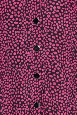 M&Co Womens M&Co Pink Spot Print Button Through Midi Dress