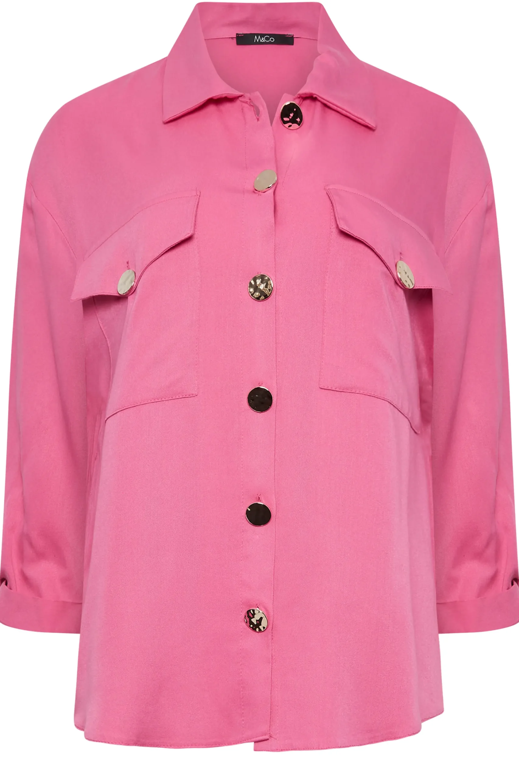 M&Co Womens M&Co Pink Statement Button Shirt