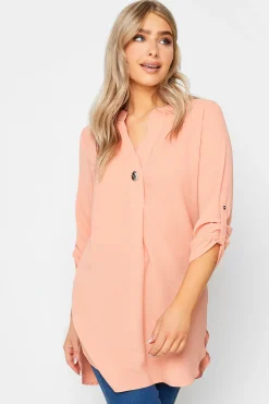 M&Co Womens M&Co Pink Statement Button Tab Sleeve Shirt